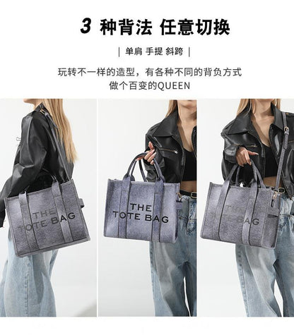 Tote bag跨境新款PU牛仔渐变色潮流时尚大容量单肩包女包通勤斜挎包托特包