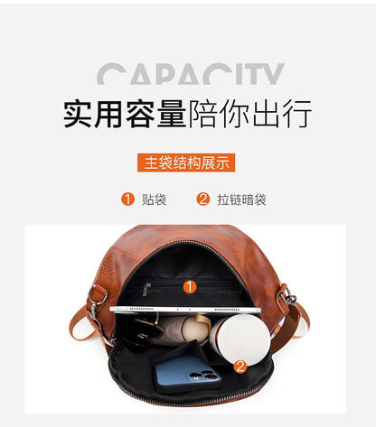 Backpack跨境外贸高级双肩包包女2024新款潮小众质感复古单肩包户外旅行包