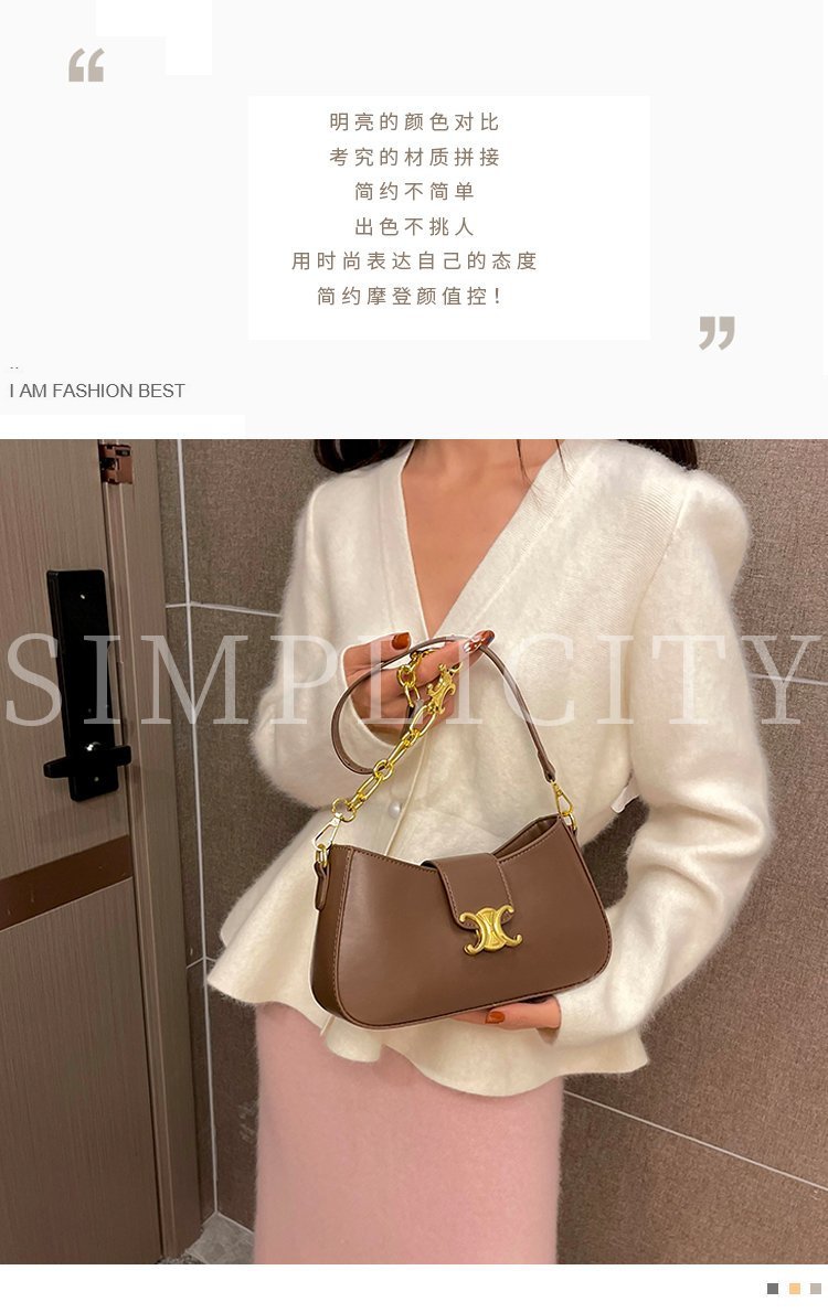 Shoulder handbag单肩包女高级感2023冬季新款老花凯旋门腋下包包 女士斜挎包批发.