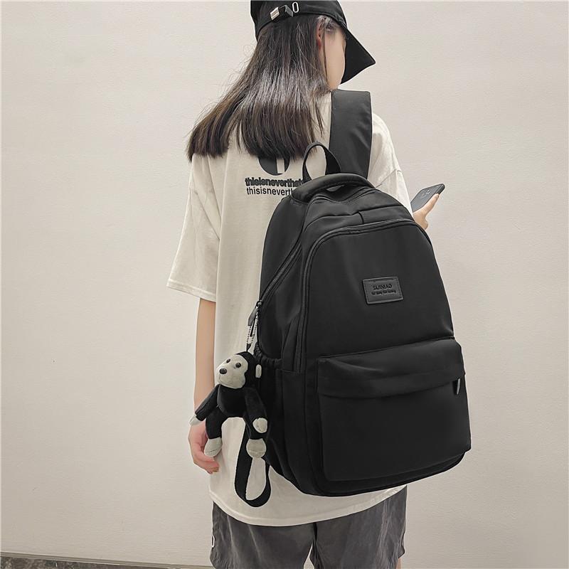 Backpack初中学生书包女2022韩版新款大容量原宿风休闲双肩背包男高中生潮