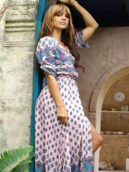 Bohemian Print Swing Maxi Dress