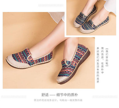 Flat cloth shoes女士春季新款休闲鞋亚麻透气浅口老北京布鞋平底时尚女款绣花鞋子