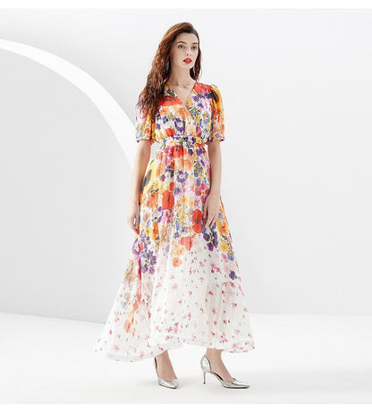 Party Romance with you D1 Painted dress with lantern sleeves