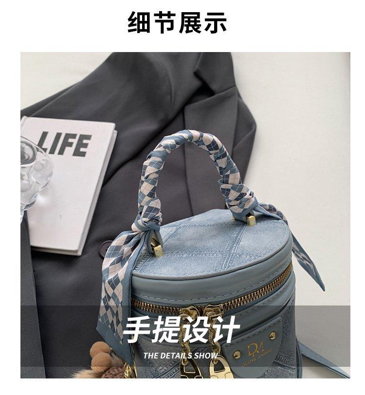 Shoulder handbag高级感小众包包2024新款时尚丝巾手提单肩水桶包斜挎包