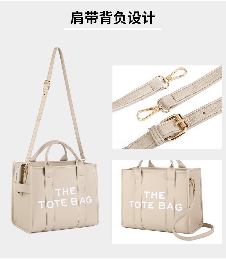 Tote bag外贸跨境新款女包女新款纯色PU字母托特包简约休闲斜挎大容量手提