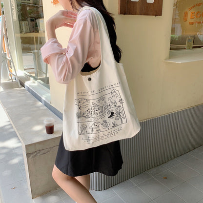 Shopping bag2791 ins风涂鸦帆布包女学生通勤背心包大容量单肩包手提托特包