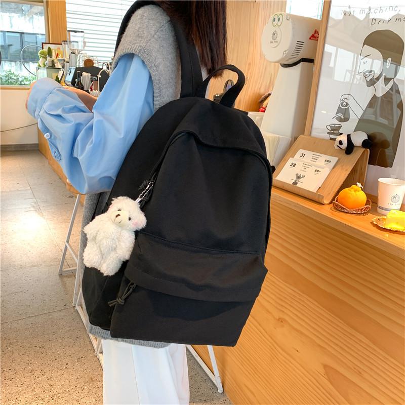 Backpack新款 时尚背包ins帆布双肩包女2023新款韩版校园纯色少女休闲书包