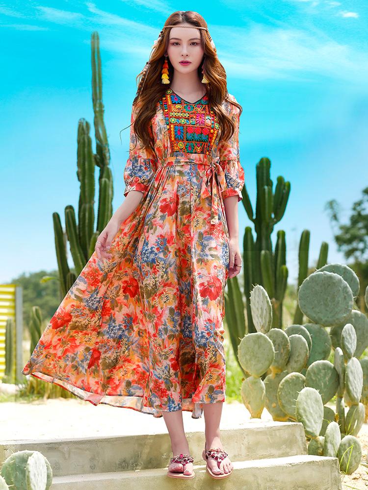 Bohemian Travel Ethnic Style Holiday Dress