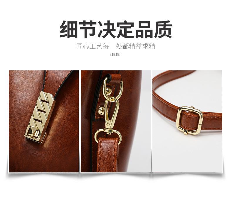 Shoulder handbag定制加工复古水桶包小众通勤包简约百搭单肩斜挎包小众通勤手提包