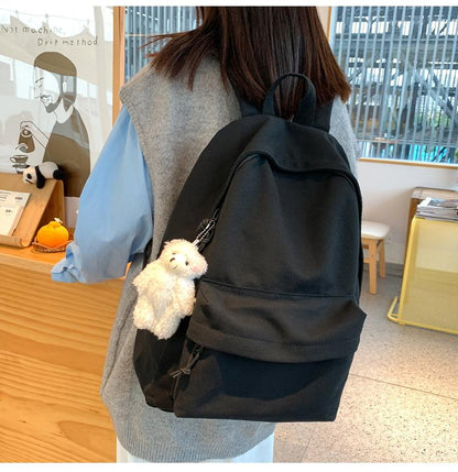 Backpack新款 时尚背包ins帆布双肩包女2023新款韩版校园纯色少女休闲书包