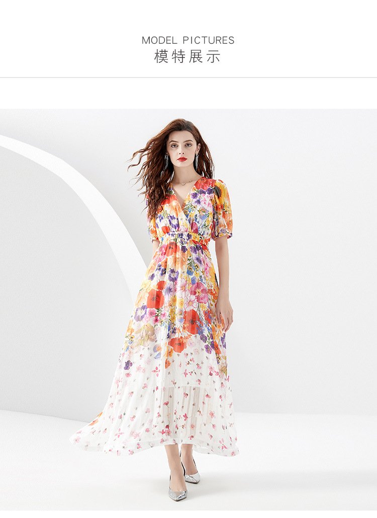 Party Romance with you D1 Painted dress with lantern sleeves