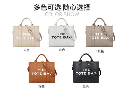 Tote bag外贸跨境新款女包女新款纯色PU字母托特包简约休闲斜挎大容量手提