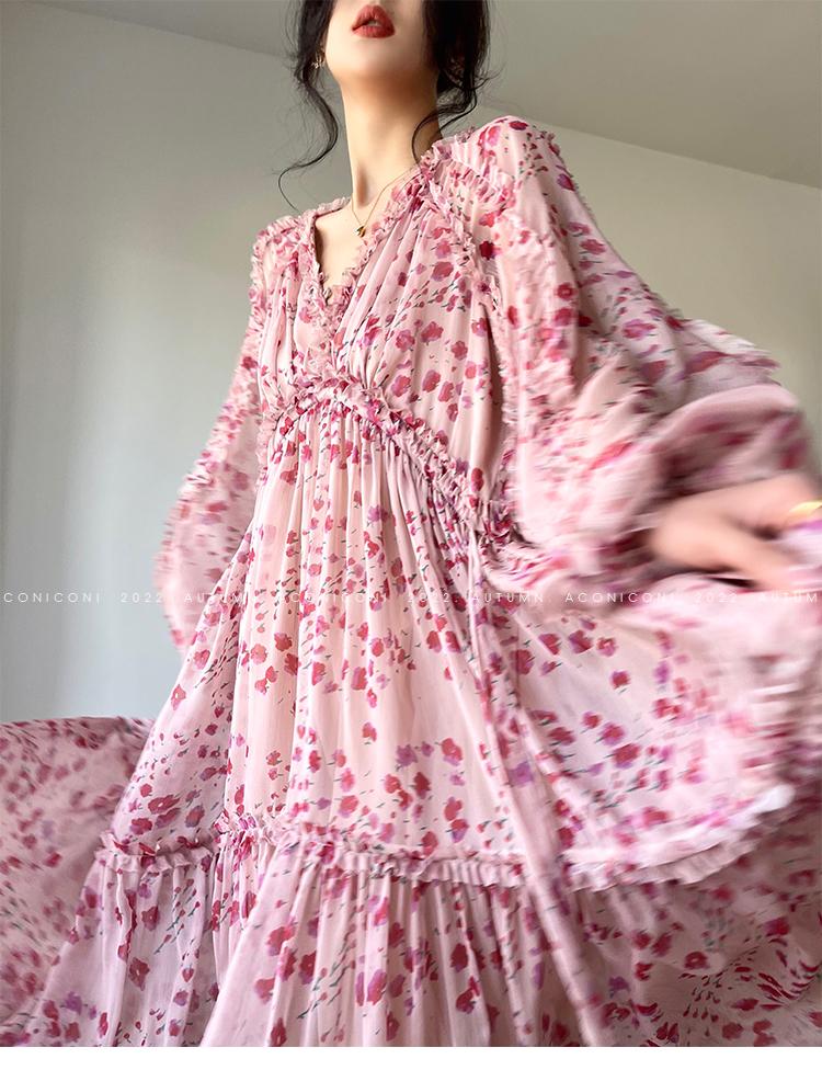 Party Gentle Style Puff Sleeve Floral Dress