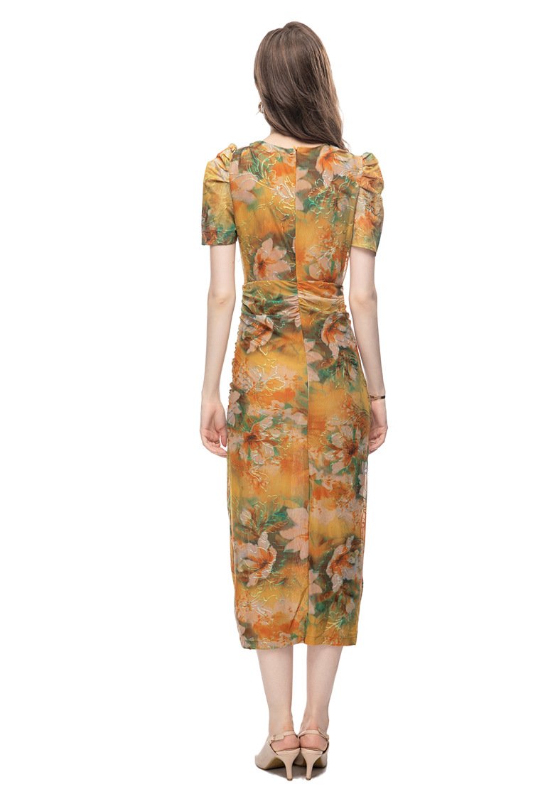 Fairy Fashion Printed Light Luxury Elastic Waist Dress