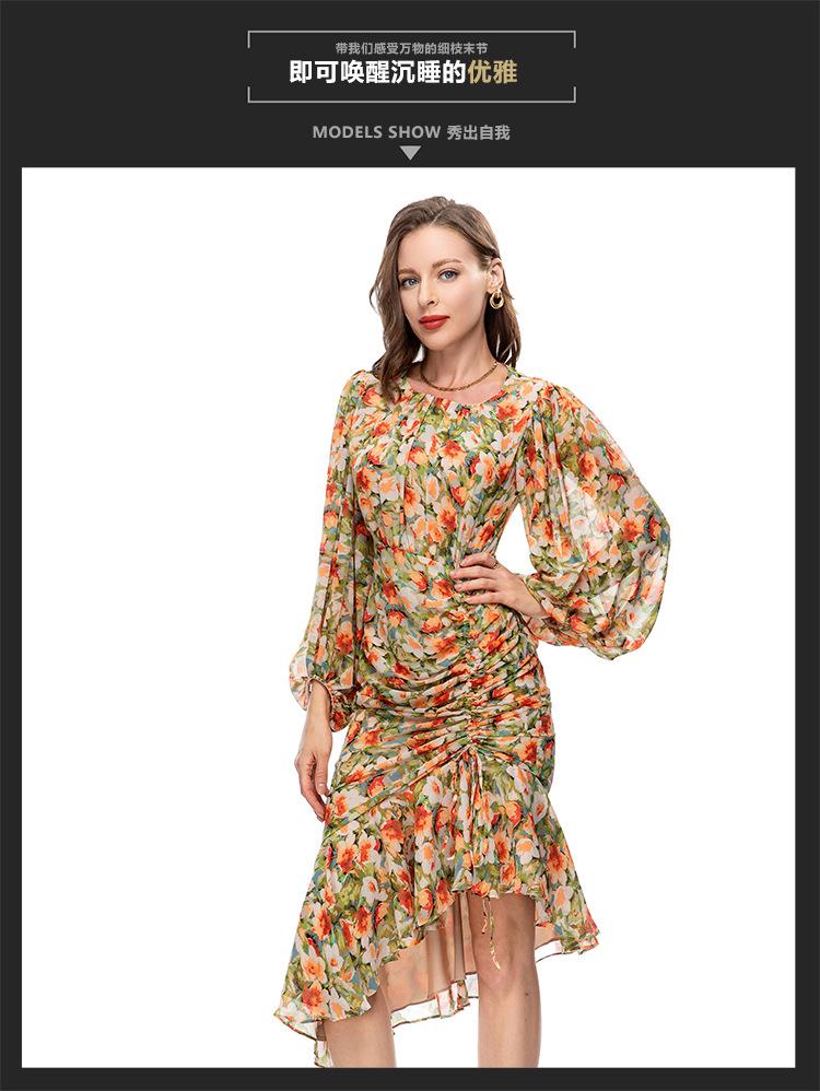 Europe and the United States cross-border women's spring and summer new temperament fashion retro printing heart fishtail dress 230911